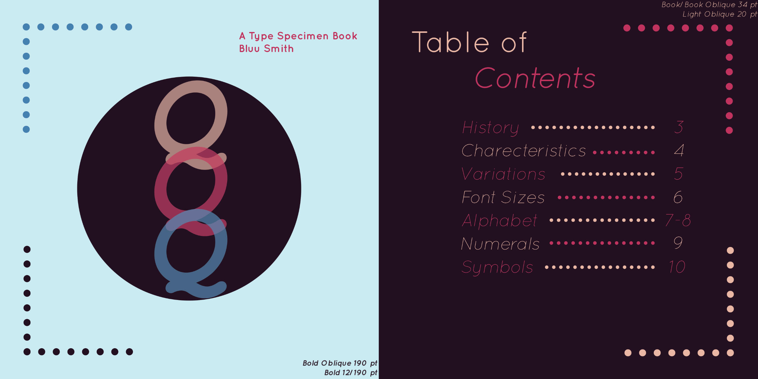 Quicksand Showcase Table of Contents pages